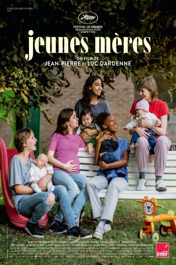 Pôster Oficial de 'Jovens Mães', um dos seis filmes exibidos em Cannes que estará em cartaz no Festival de Cinema Francês do Brasil 2025.